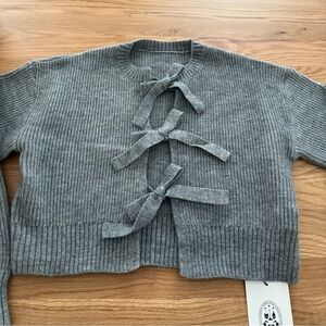 Cider Gray Cardigan with Bow Ties